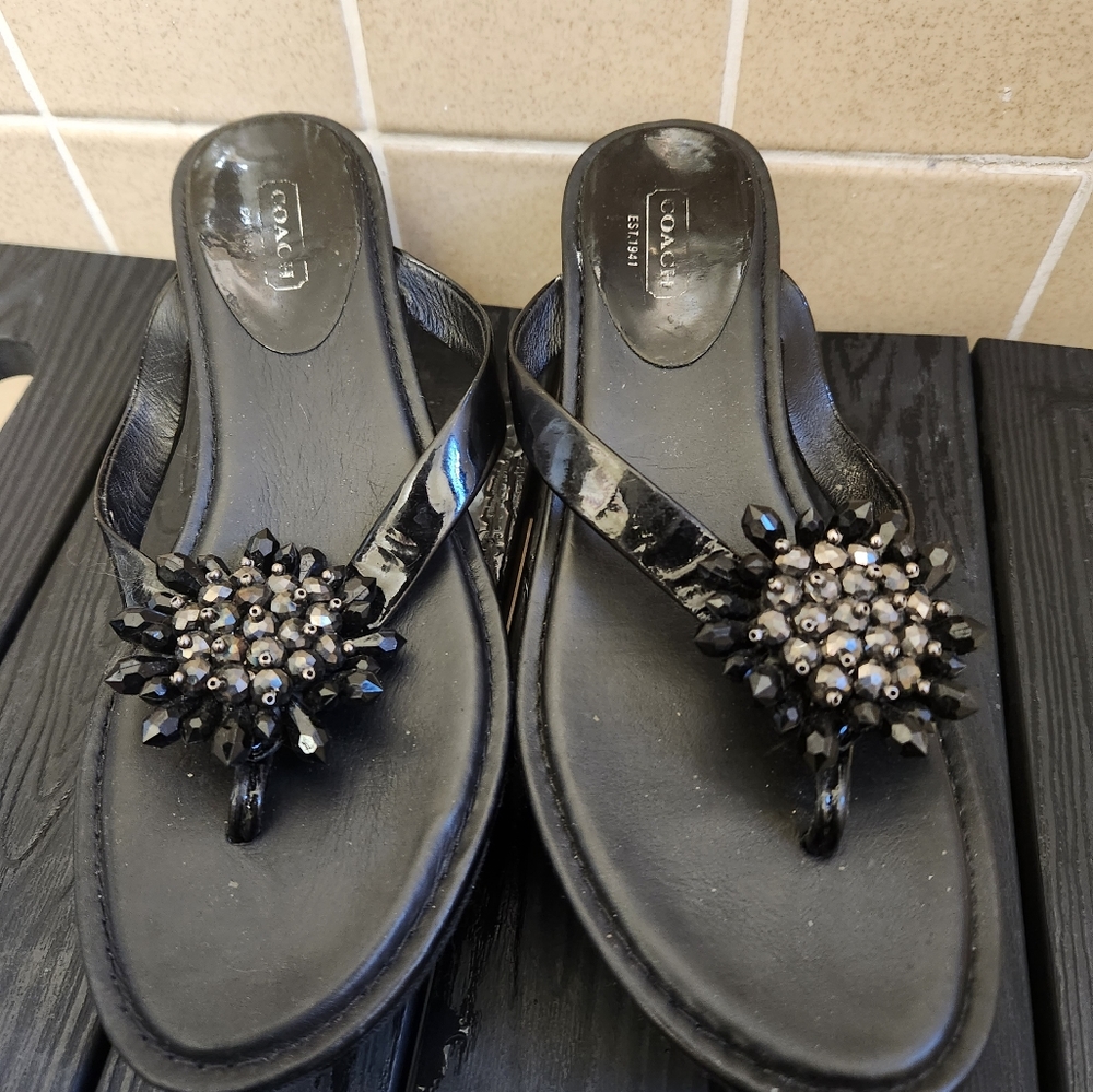 Coach Platform Embelished Wedge Sandals - Picture 2 of 5